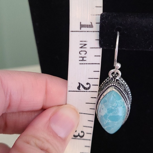 925 Silver and turquoise stone earrings - Picture 5 of 8
